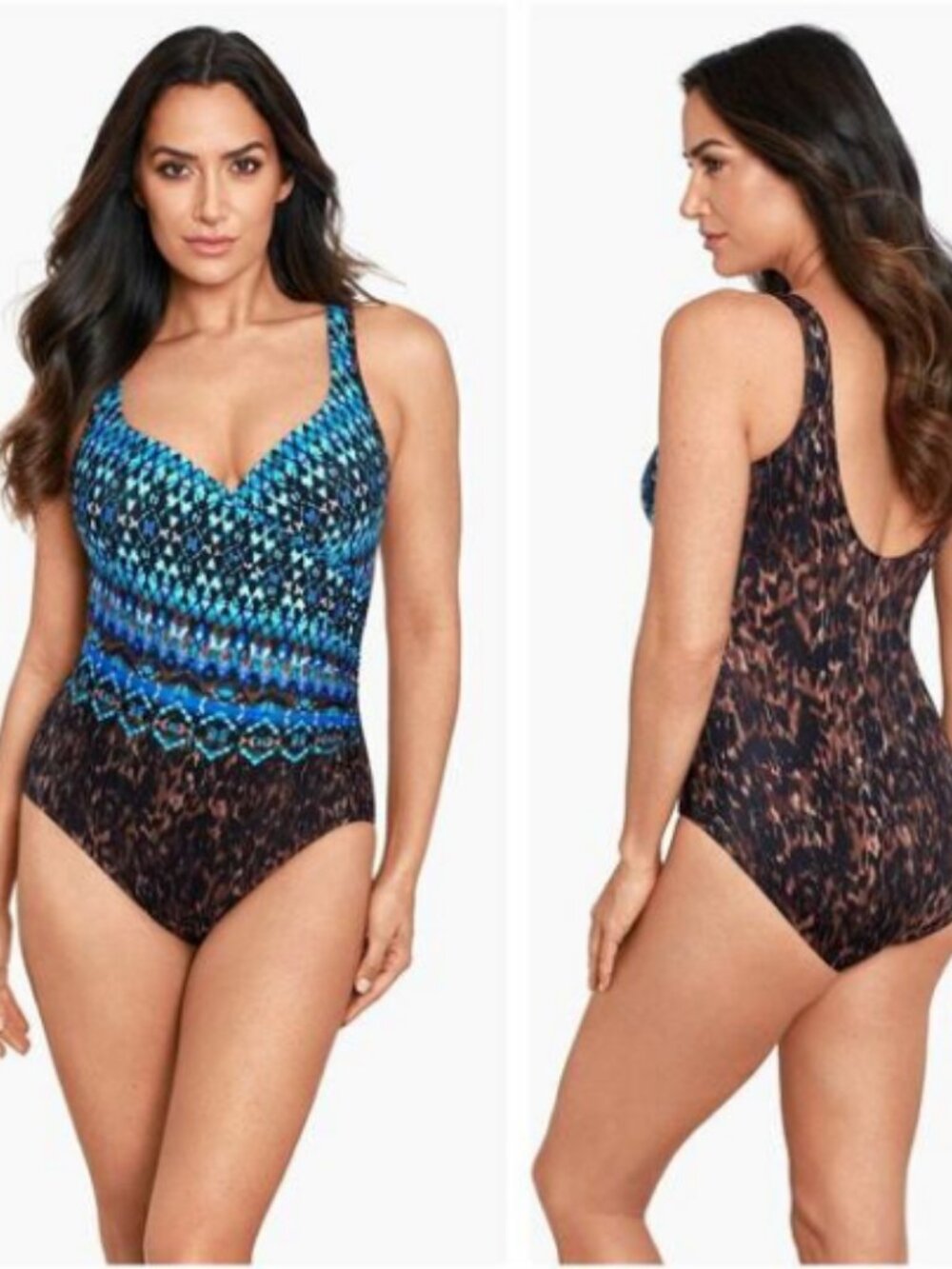 NWT Miraclesuit It's A Wrap Underwire Untamed Animal Print One Piece Swimsuit 10
